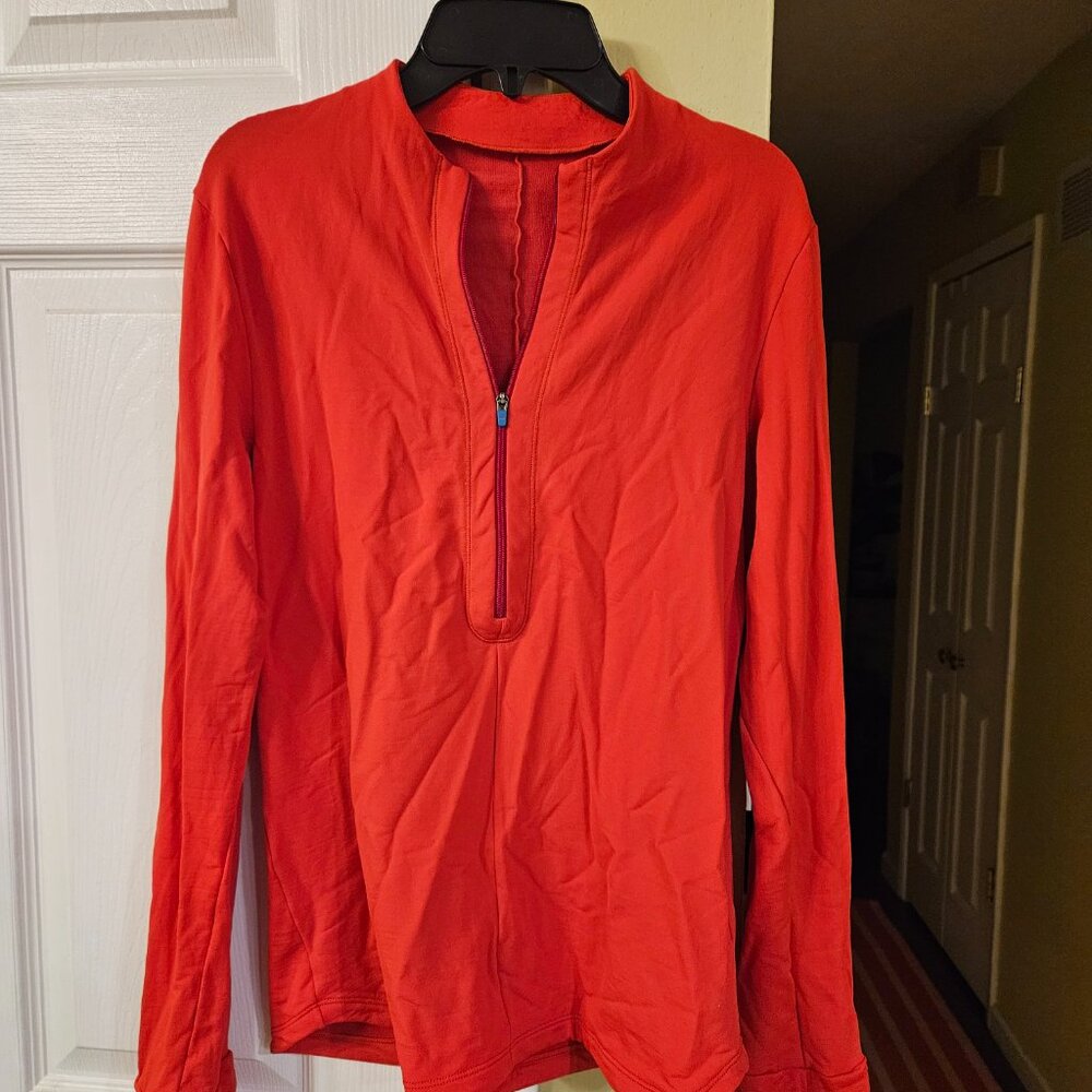 Janji women's bright red merino half-zip